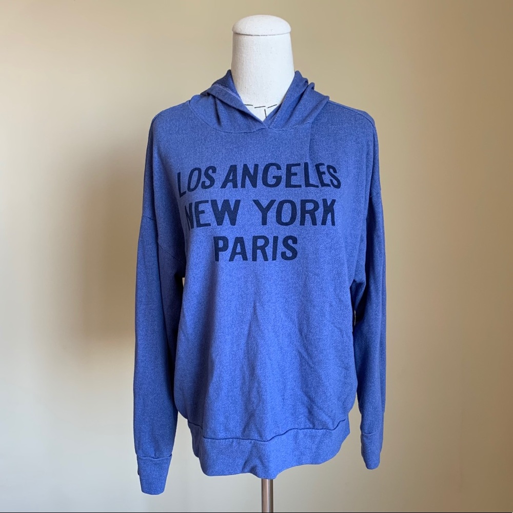 Sundry LA NY Paris Cities Blue Hoodie Sweatshirt M